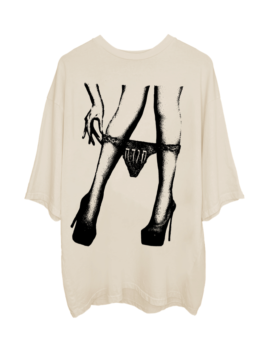 UNDER HER OVERSIZED T-SHIRT