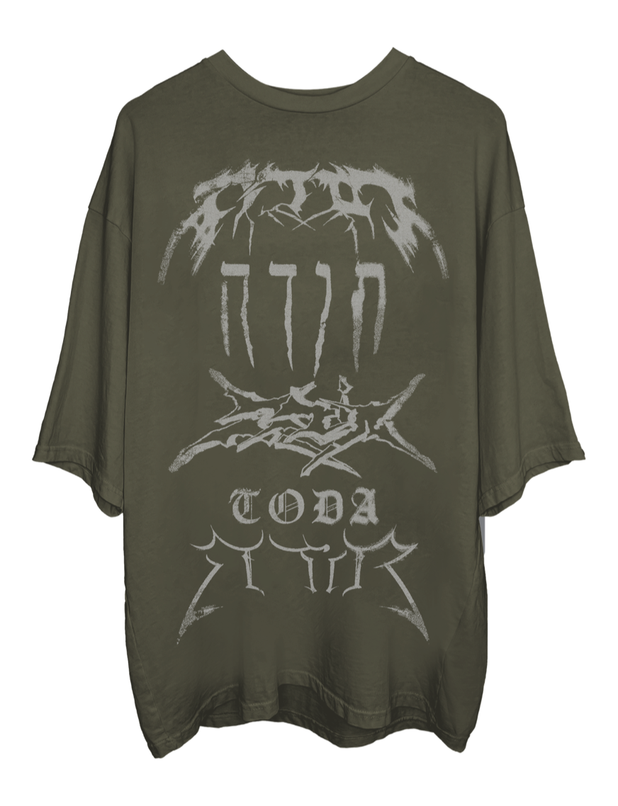 OLIVE GRAFFITI-LOGOS OVERSIZED T-SHIRT