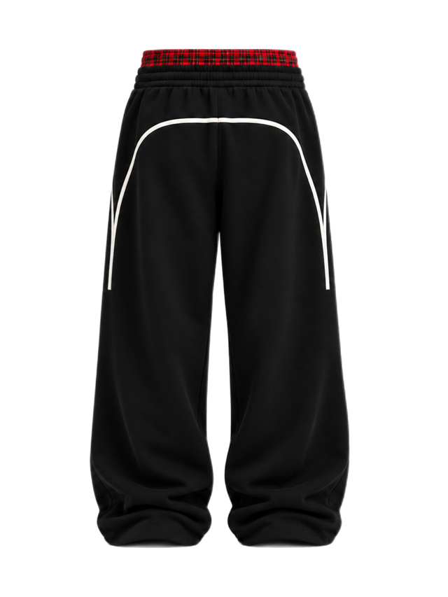 BLACK BIG BOXER STRIP SWEATPANTS
