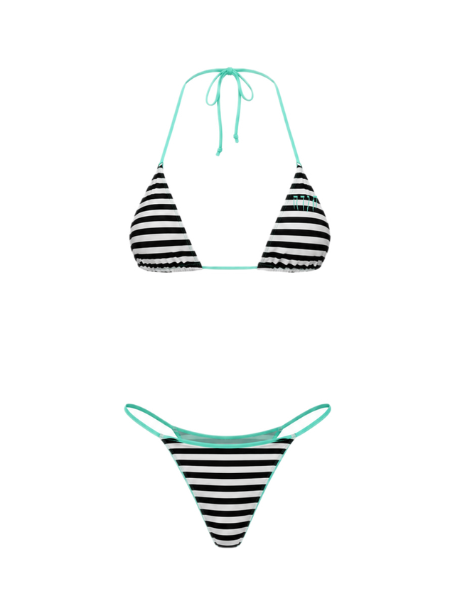 MINT STRIPE BIKINI TOP