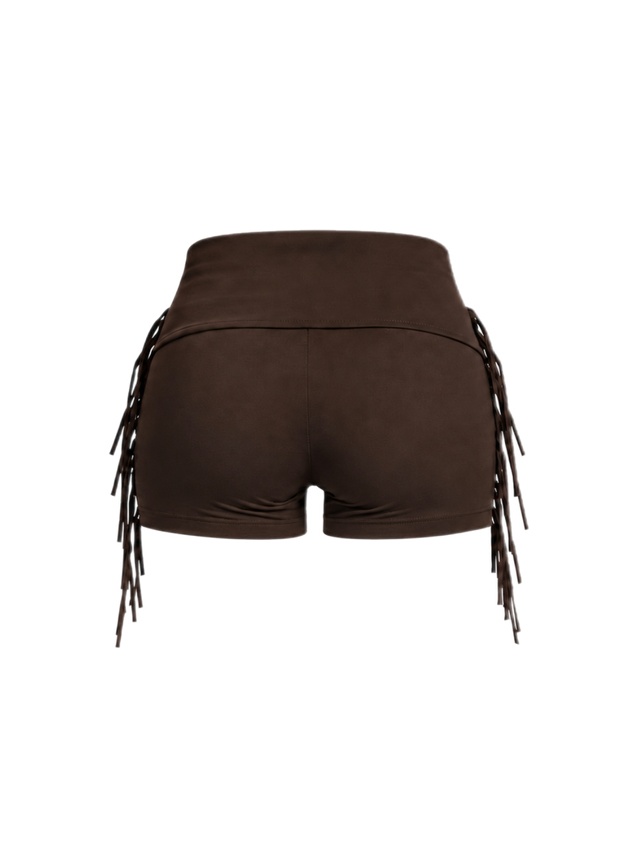 FRINGE FOLD-OVER SHORTS