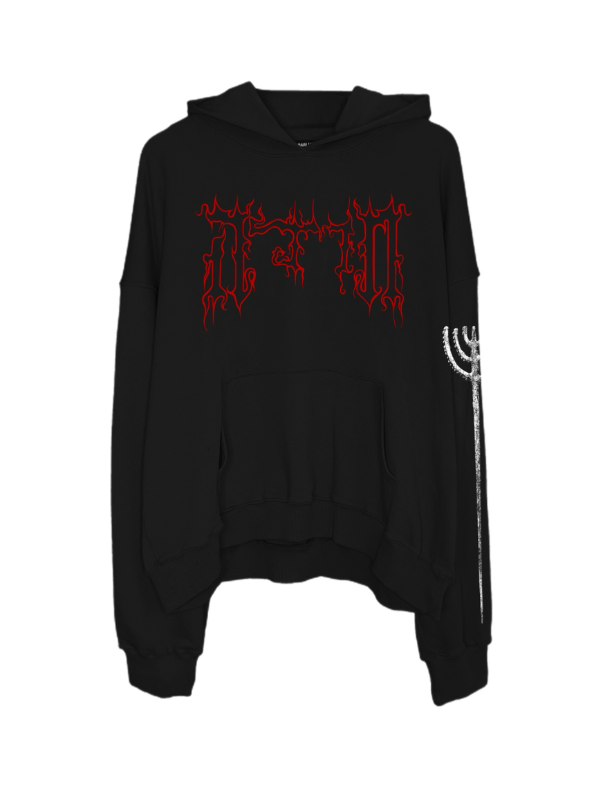 MENORAH BLACK OVERSIZED HOODIE