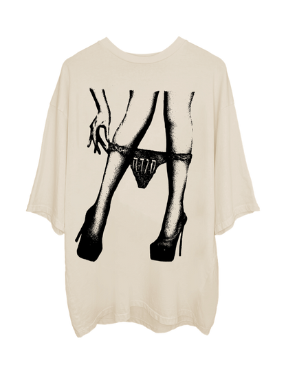 UNDER HER OVERSIZED T-SHIRT