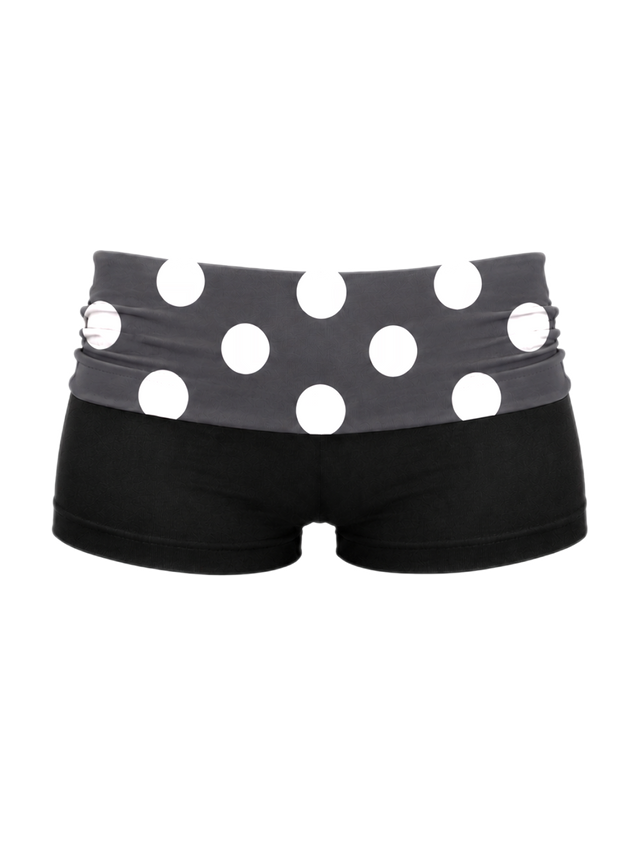 BLACK POLKA DOT FOLD-OVER SHORTS