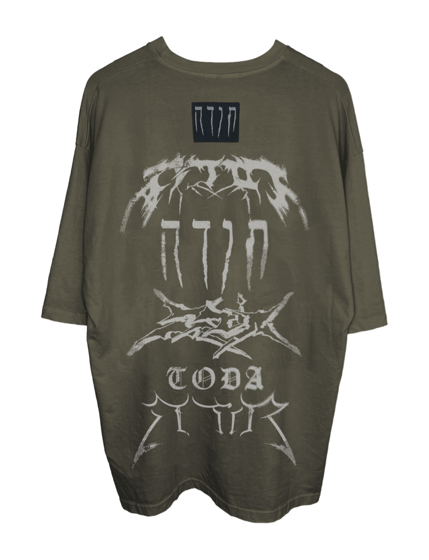OLIVE GRAFFITI-LOGOS OVERSIZED T-SHIRT