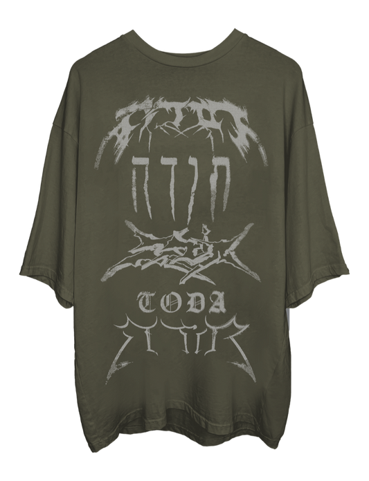 OLIVE GRAFFITI-LOGOS OVERSIZED T-SHIRT