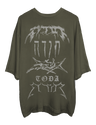 OLIVE GRAFFITI-LOGOS OVERSIZED T-SHIRT