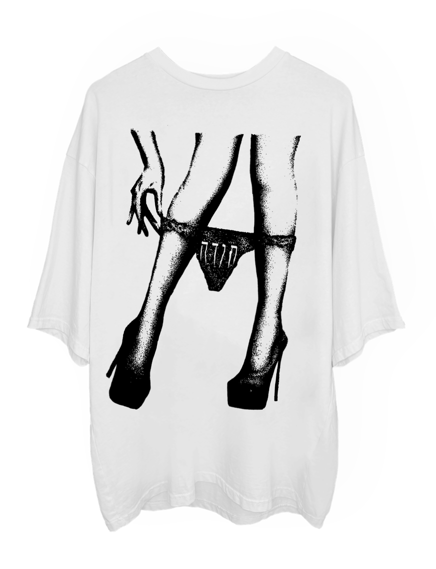 UNDER HER OVERSIZED T-SHIRT