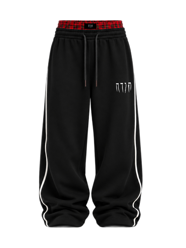 BLACK BIG BOXER STRIP SWEATPANTS