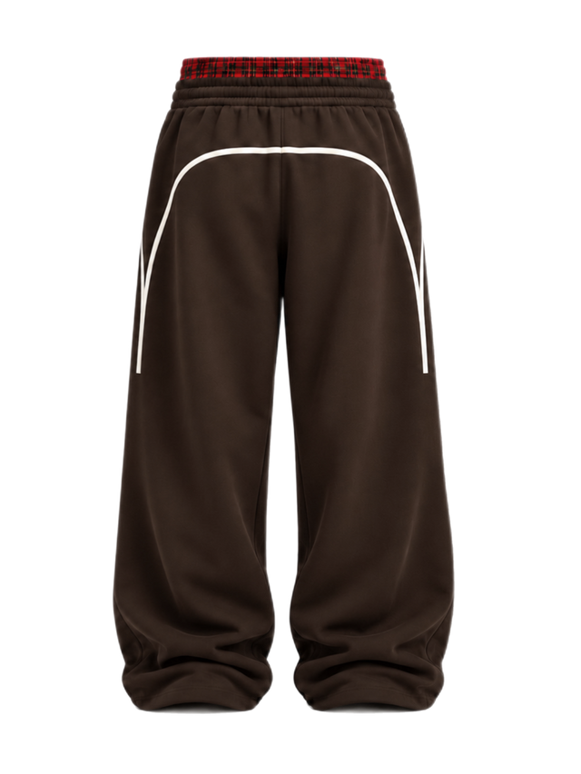 BROWN BIG BOXER STRIP SWEATPANTS