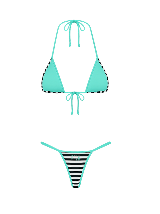 MINT STRIPE BIKINI SET