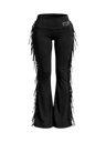 BLACK FRINGE FOLD-OVER FLARED PANTS