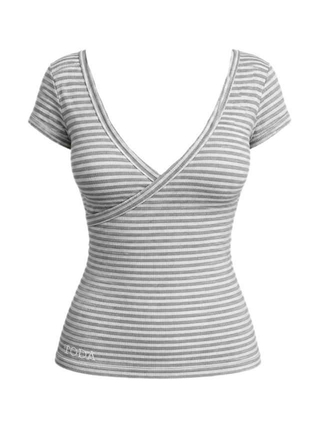 GREY CROSSOVER RIB TOP