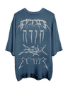 BLUE GRAFFITI-LOGOS OVERSIZED T-SHIRT