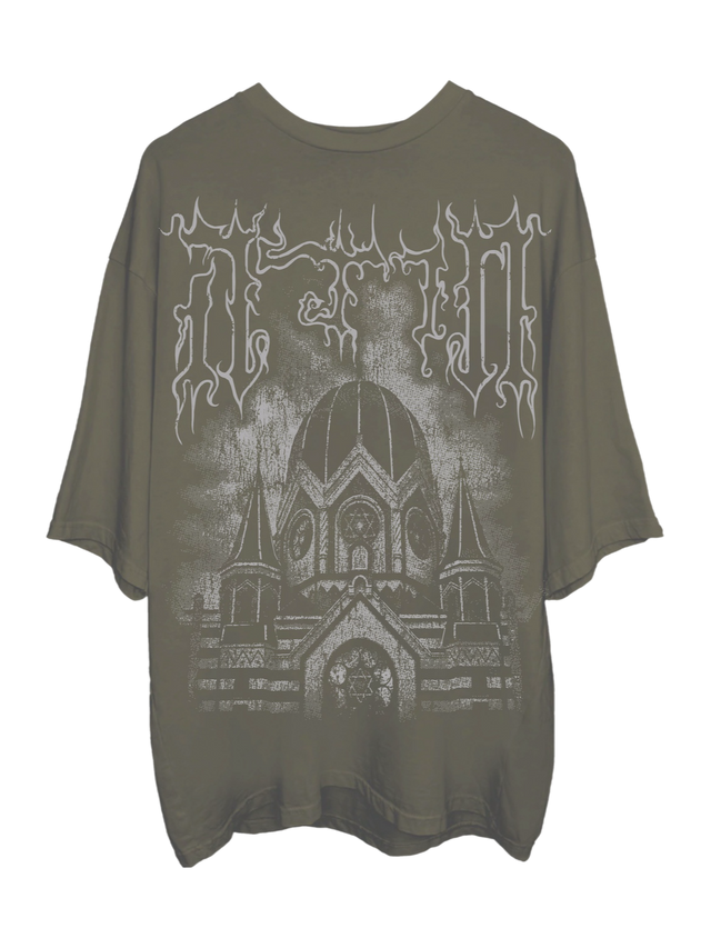 COLD STONE OLIVE OVERSIZED T SHIRT