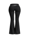 BLACK SPORT FOLD-OVER FLARED PANTS