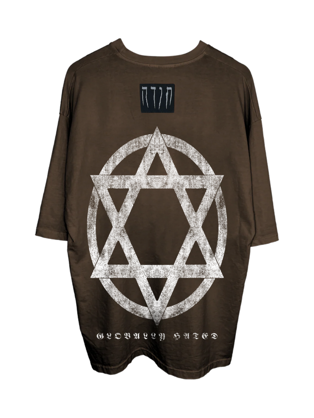 BROWN METAL LOGO OVERSIZED T-SHIRT