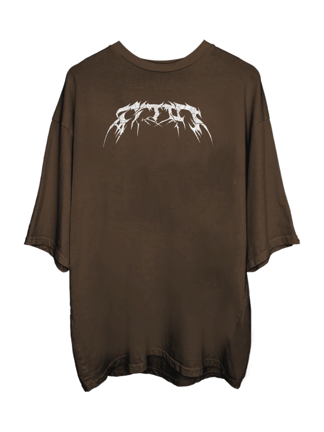 BROWN METAL LOGO OVERSIZED T-SHIRT