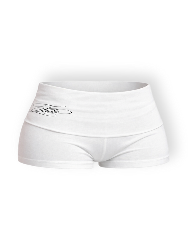 WHITE SPORT FOLD-OVER SHORTS