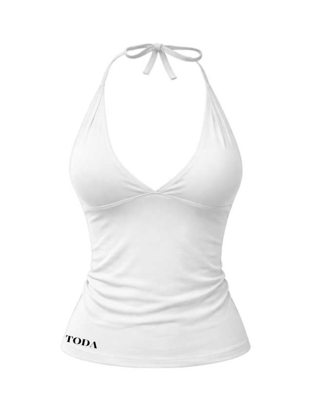 TODA WHITE HALTER TOP