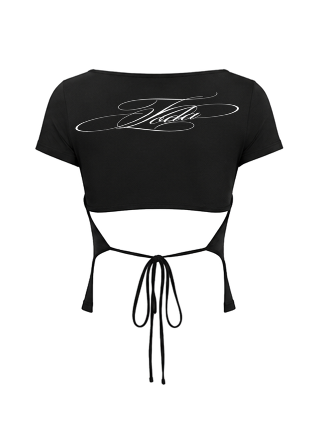 BLACK OPEN BACK BABY T