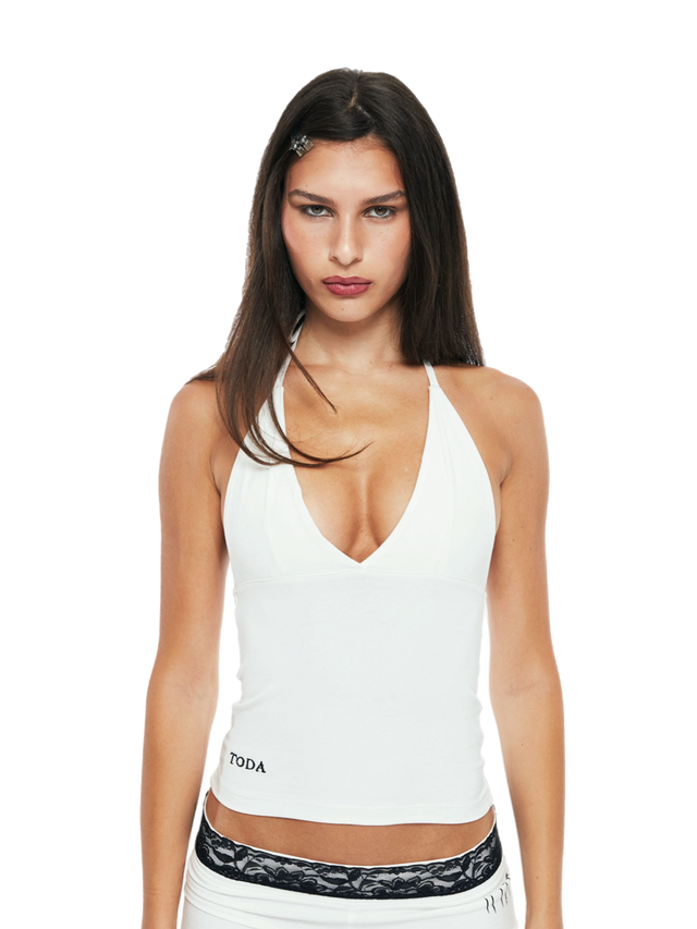 TODA WHITE HALTER TOP