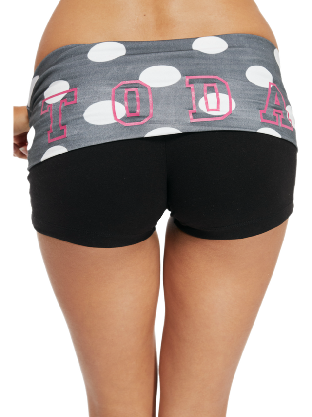 GREY POLKA DOT FOLD-OVER SHORTS