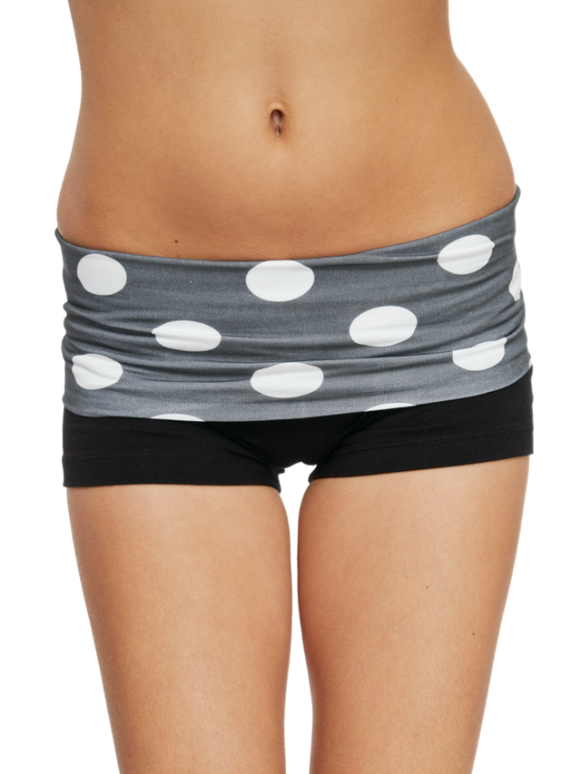 GREY POLKA DOT FOLD-OVER SHORTS