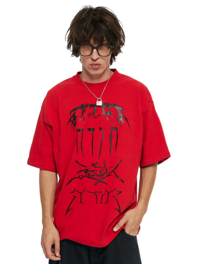 RED GRAFFITI OVERSIZED T-SHIRT
